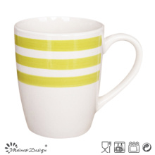 Tasse en céramique de 13oz avec des bandes de couleur Shinny peintes à la main